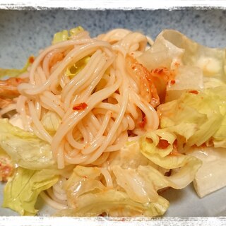 余った素麺活用☆キムチマヨ素麺サラダ